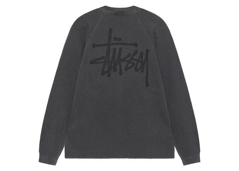 Stussy Raglan Thermal L/S Crew Washed Black
