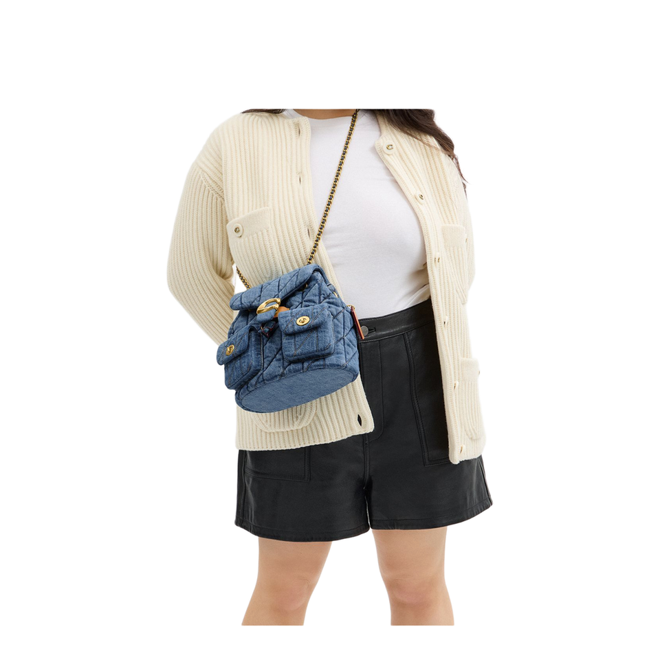 Tabby Quilted Denim Backpack - Blue