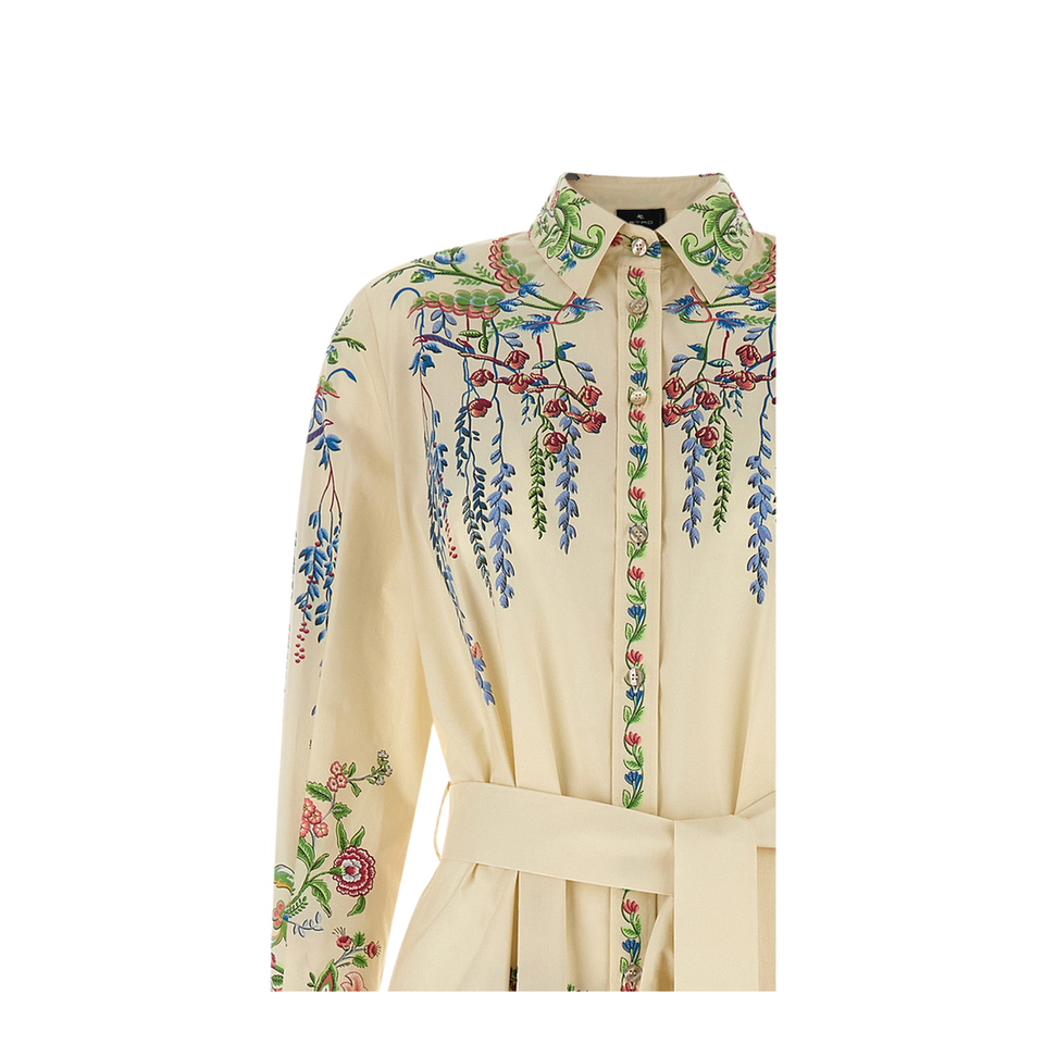 Flora and Fauna Print Long Dress - Multicolor