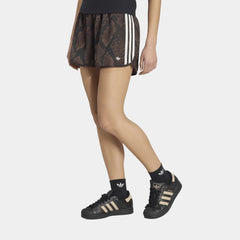 adidas Snake Print Satin Womens Shorts (Earth Strata/Aurora Coffee)