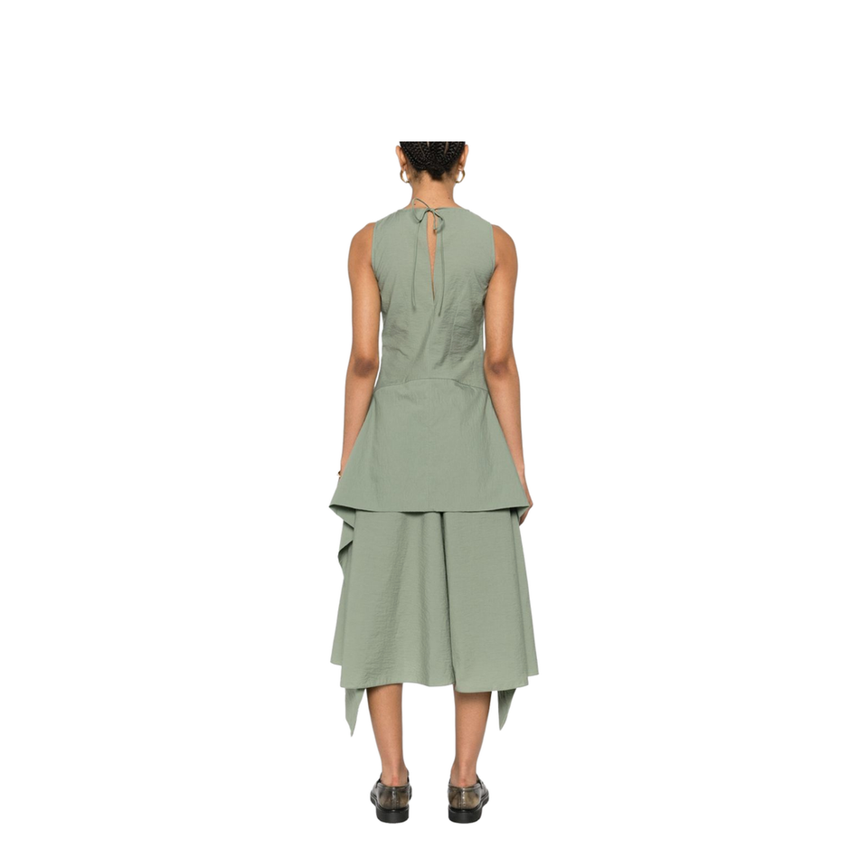 Wrap Dress in Cotton Blend Green