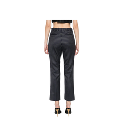 Striped Trousers Navy Wool Tailored Fit