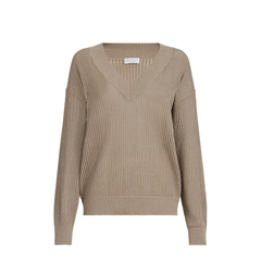 Cotton Ribbed Net Sweater - Walnut