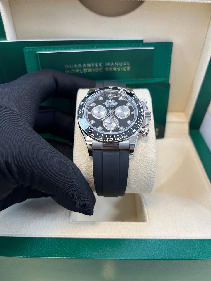 Rolex Black Cerachrom Bezel Black And Silver Diamond Dial Oysterflex Strap 126519 LN