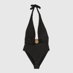 Black Hardware Plunge Swimsuit