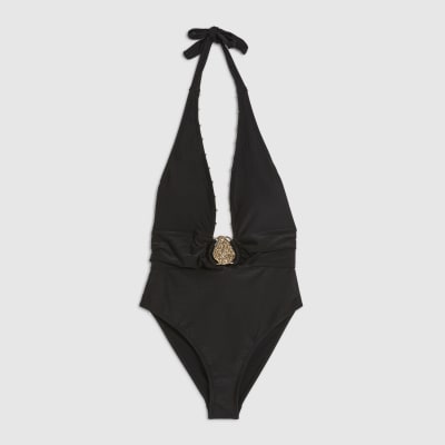 Black Hardware Plunge Swimsuit