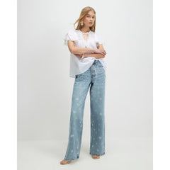 Blue Relaxed Straight Daisy Jeans