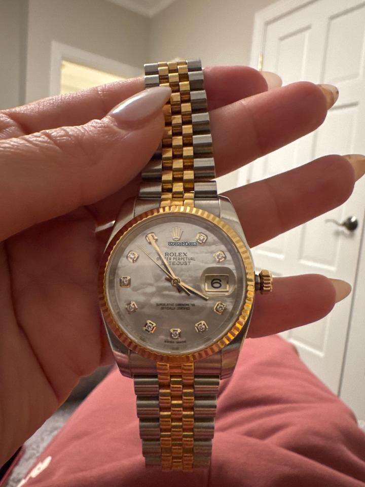 Rolex | Datejust | 116233 | Yellow gold | 36 mm | Gold/Steel | White | Automatic