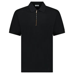 Burberry ‘Hartford’ Zip Check Polo Black