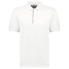 Burberry ‘Hartford’ Zip Check Polo White