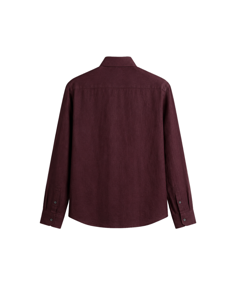 HASHWAY ARCHIVES LINEN EMBROIDERED SHIRT - DARK BURGANDY