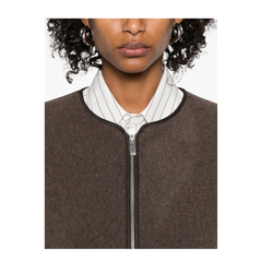 Wool Zipped Jacket Brown