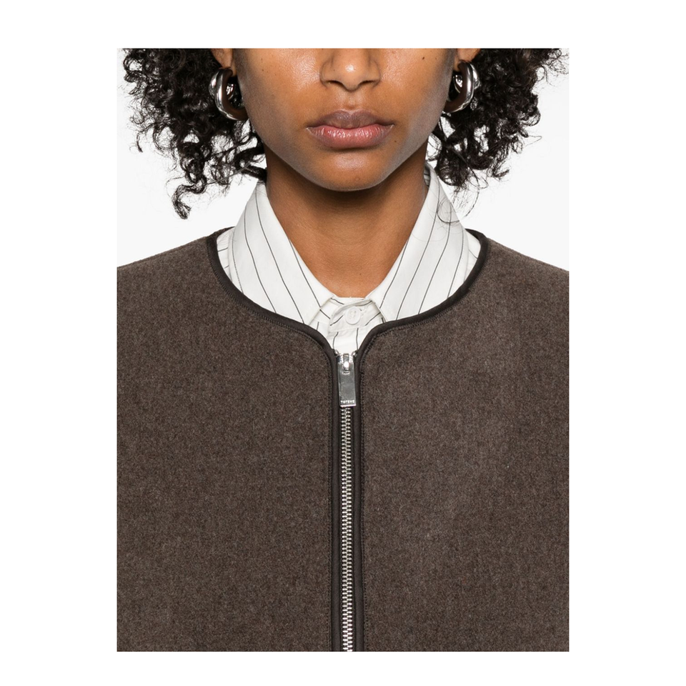 Wool Zipped Jacket Brown