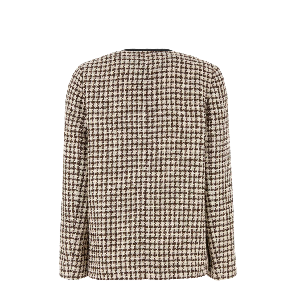 Pied De Poule Light Cotton Tweed Jacket - Cream