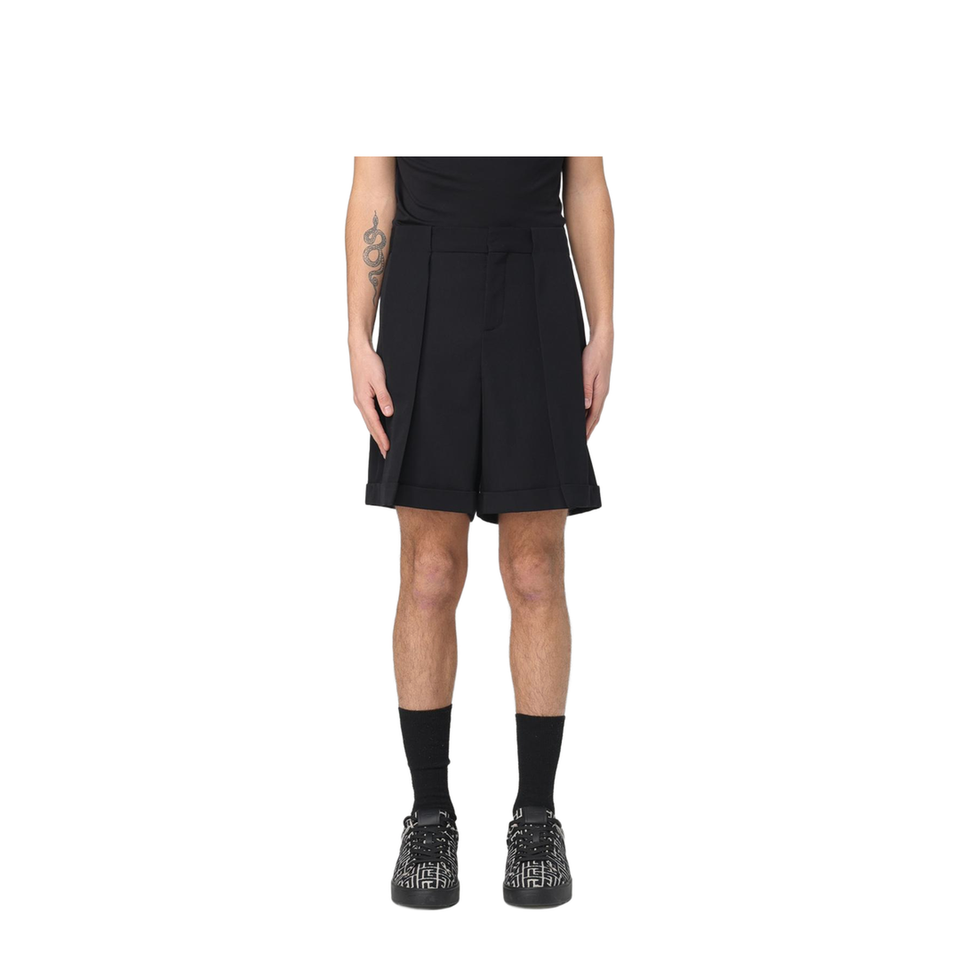 Pleated Gabardine Shorts - Black