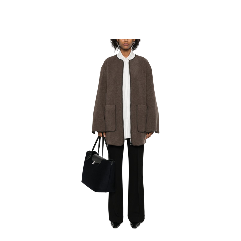 Wool Zipped Jacket Brown