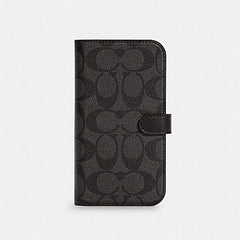 Coach Iphone 16 Pro Max Folio In Signature Canvas Charcoal