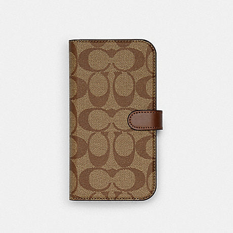 Coach Iphone 16 Pro Max Folio In Signature Canvas Charcoal