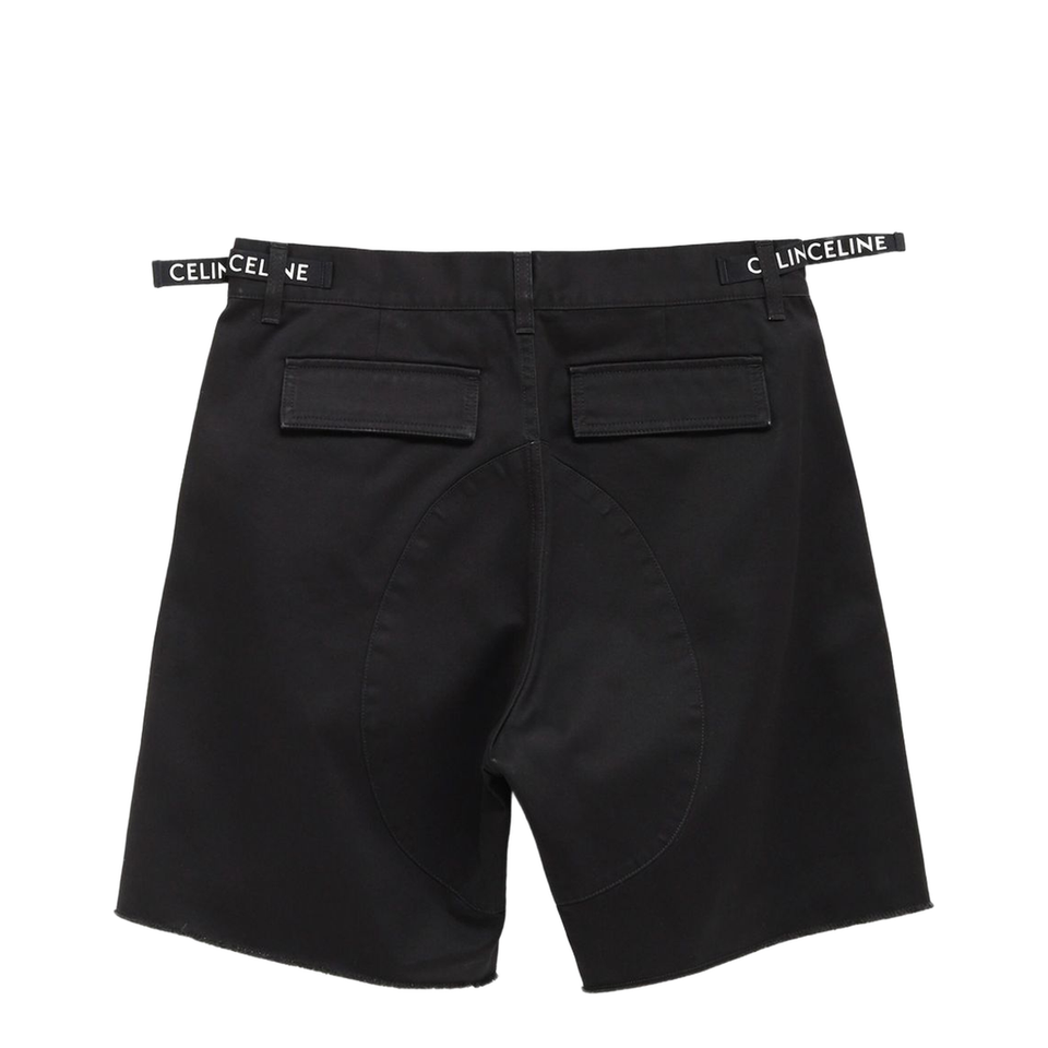 Mid-rise Black Cotton Cargo Shorts