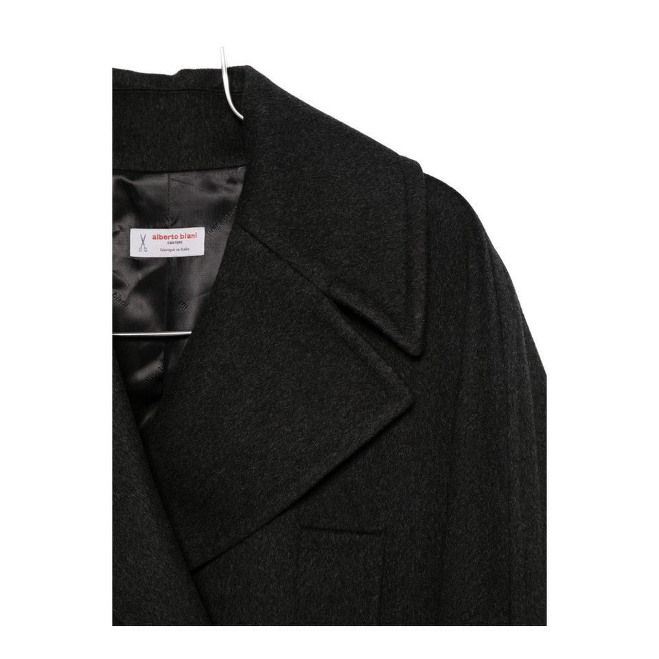 Grey Wool Double-Breasted Coat