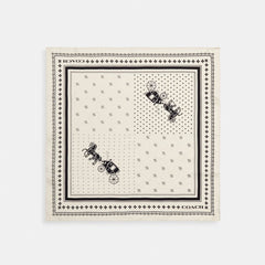 Coach Horse And Carriage Dot Print Silk Bandana Chalk & Black