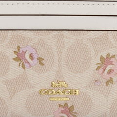Coach Mini Skinny Id Case In Signature Canvas With Floral Print Gold-Sand Multi