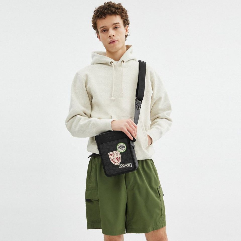 Coach Sullivan Crossbody Bag In Signature Canvas With Patches Gunmetal-Charcoal Multi