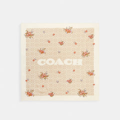 Coach Signature Spring Blossom Print Silk Square Scarf Sand-Pink