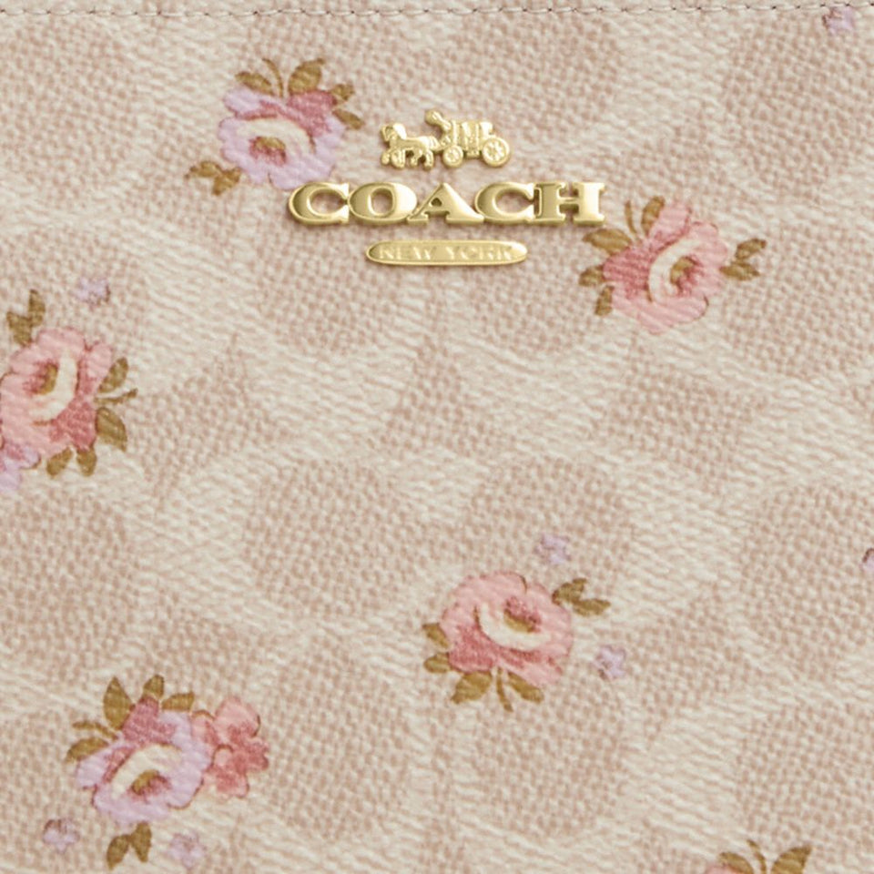 Coach Large Corner Zip Wristlet In Signature Canvas Gold-Sand Multi