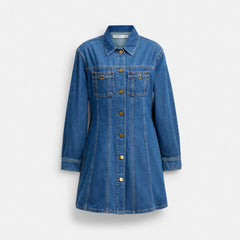 Long Sleeve Denim Dress In Organic Cotton