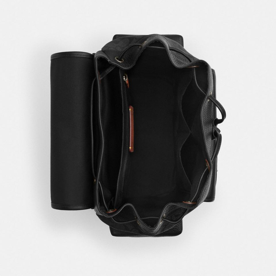 Coach Sprint Backpack In Signature Canvas With Patches Gunmetal Charcoal Multi