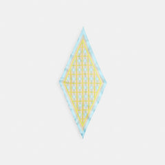 Coach Maude Plaid Print Silk Diamond Scarf Blue