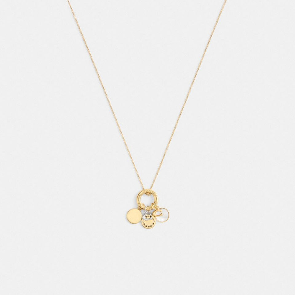 Coach Coin Pendant Necklace Gold