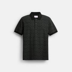 Coach Signature Polo In Organic Cotton Charcoal Signature