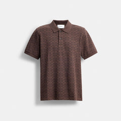 Coach Signature Polo In Organic Cotton Brown Signature