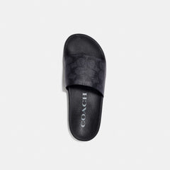Women's Coach Udele Sport Slide In Signature Canvas Charcoal Black