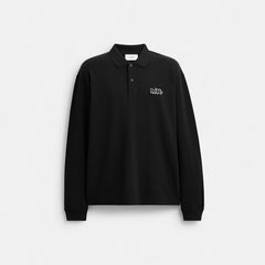 Coach Horse And Carriage Long Sleeve Polo Black