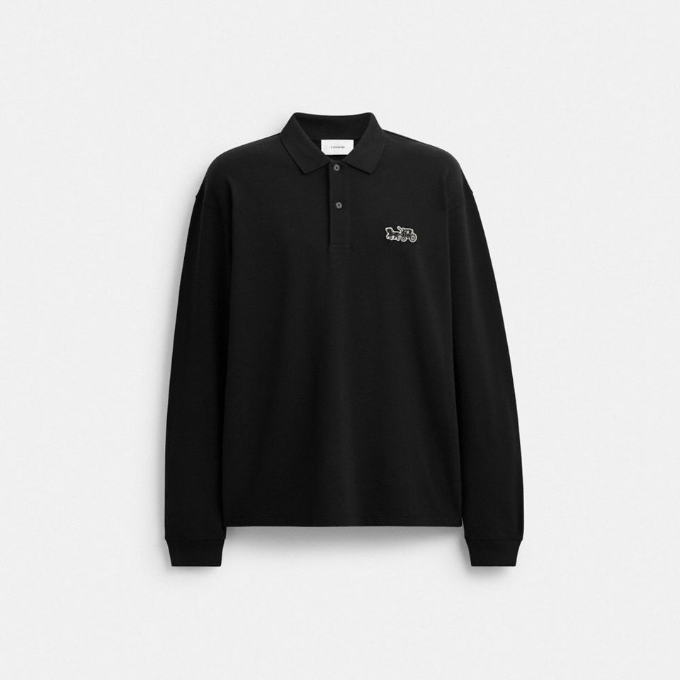 Coach Horse And Carriage Long Sleeve Polo Black