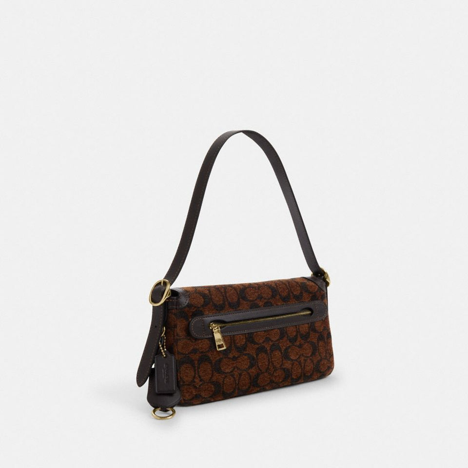 Coach Etta Small Flap Shoulder Bag In Signature Chenille Gold Truffle