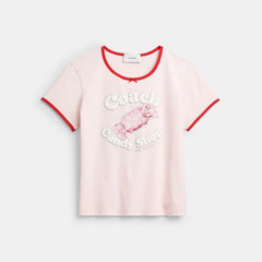 Coach Candy Shop Scoop Neck T-Shirt Pink Multi