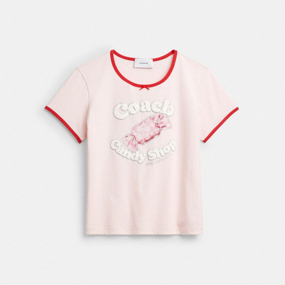 Coach Candy Shop Scoop Neck T-Shirt Pink Multi