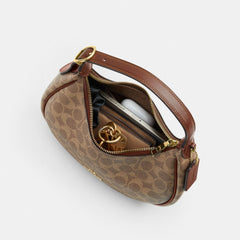 Coach Emily Shoulder Bag In Signature Canvas Gold Tan Brown