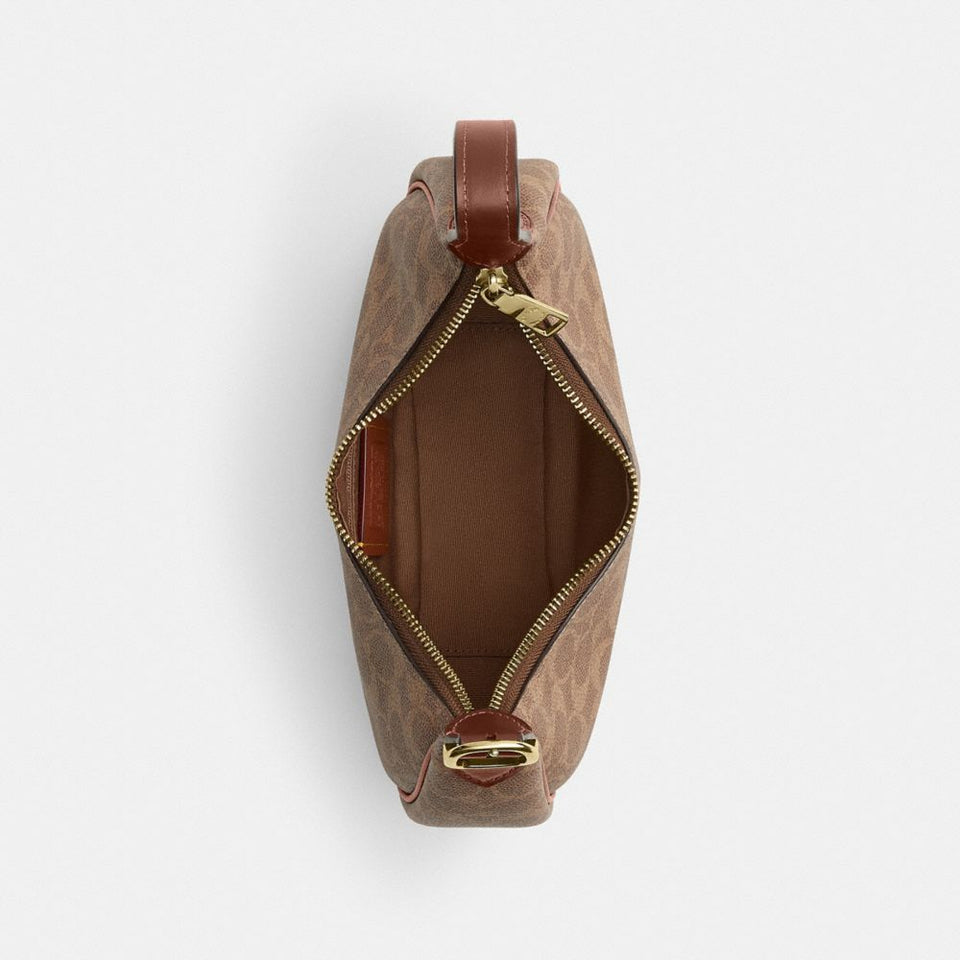 Coach Emily Shoulder Bag In Signature Canvas Gold Tan Brown