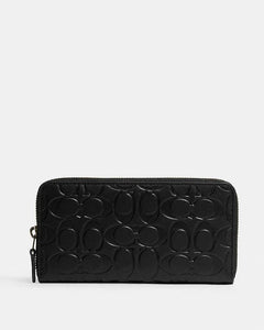 Coach Accordion Wallet In Signature Leather Smooth Leather-Gunmetal-Black