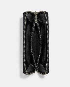 Coach Accordion Wallet In Signature Leather Smooth Leather-Gunmetal-Black