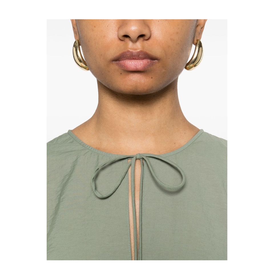 Wrap Dress in Cotton Blend Green