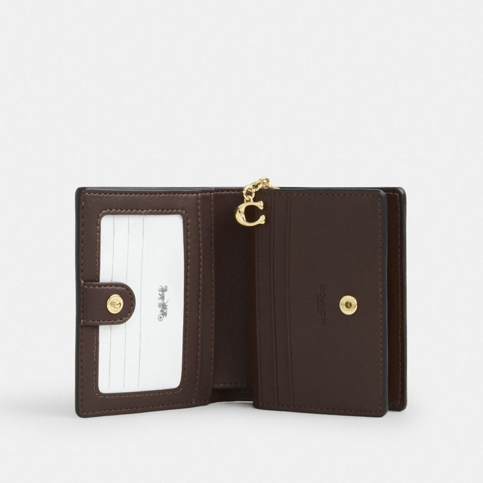 Coach Snap Wallet In Ombre Signature Canvas Gold Brown
