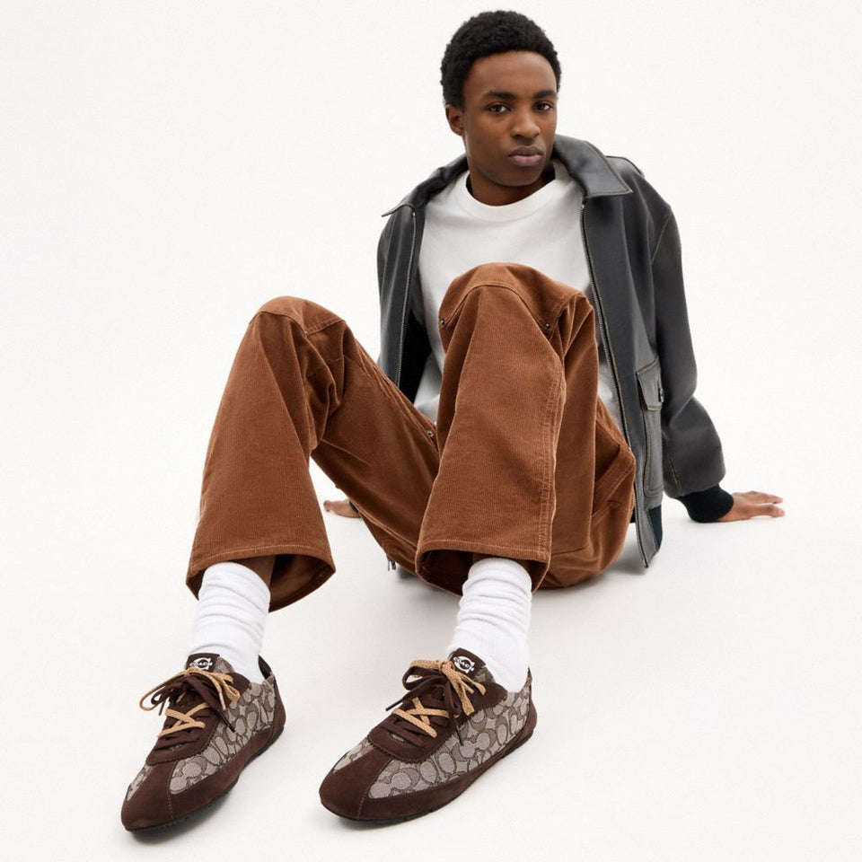 Men's Coach Soft Sneaker In Signature Jacquard Maple Oak