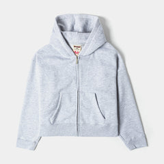 SACRE Soft Fleece Zip Up Womens Hoodie (Grey)