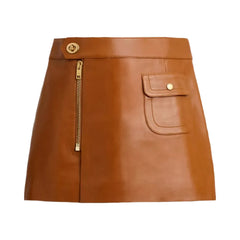 Coach Mini Leather Heritage Skirt in Saddle